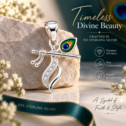 925 Silver Krishna Flute Pendant