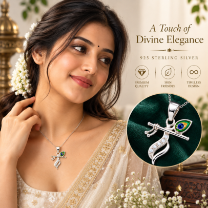 925 Silver Krishna Flute Pendant