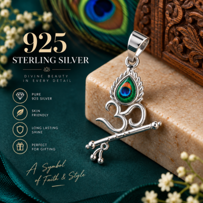 925 Silver Om Flute Pendant